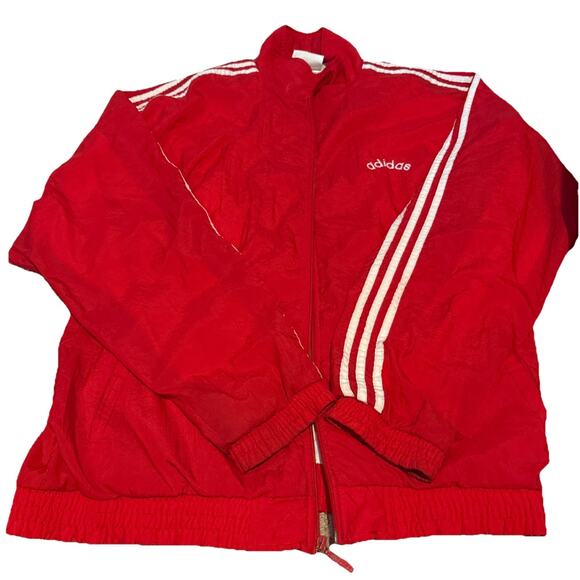 90s 80s Vintage Mens L ADIDAS ORIGINALS Nylon Red Running Track Jacket - Picture 1 of 16